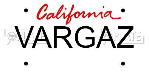 VARGAZ California License Plate