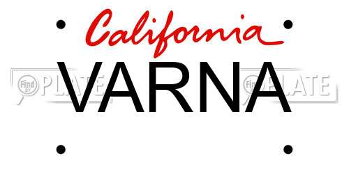 VARNA California License Plate