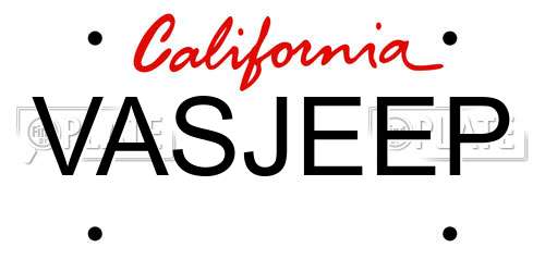 VASJEEP California License Plate