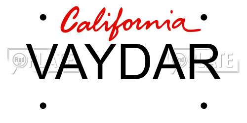 VAYDAR California License Plate