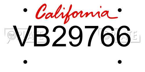 VB29766 California License Plate