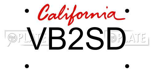 VB2SD California License Plate