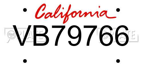 VB79766 California License Plate