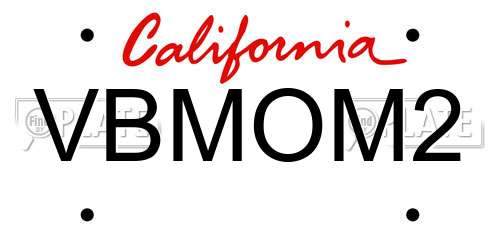 VBMOM2 California License Plate