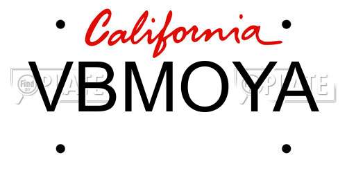 VBMOYA California License Plate