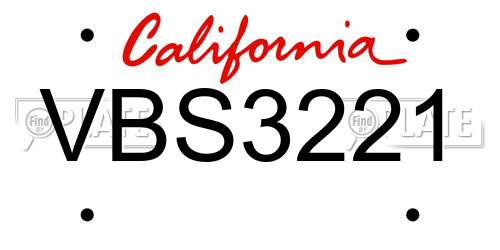 VBS3221 California License Plate