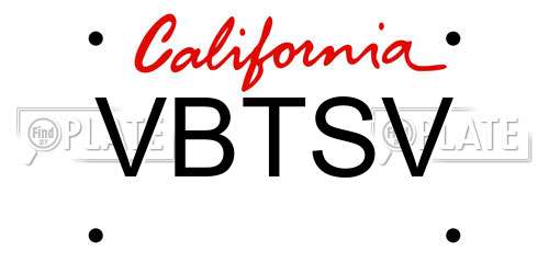VBTSV California License Plate