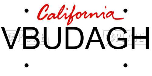 VBUDAGH California License Plate