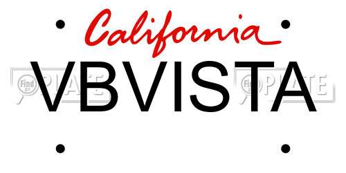 VBVISTA California License Plate