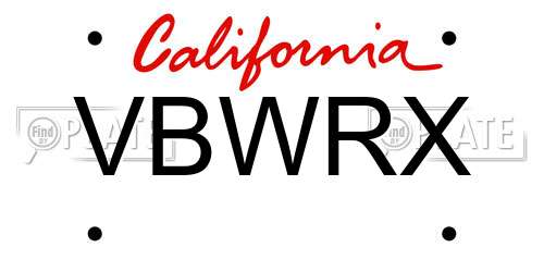 VBWRX California License Plate