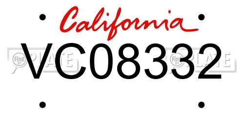 VC08332 California License Plate