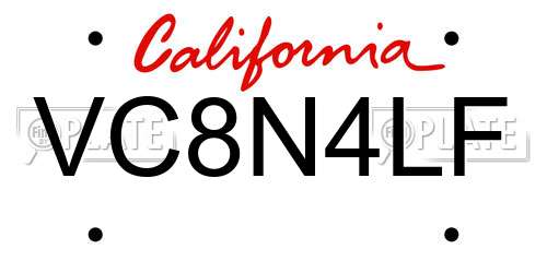 VC8N4LF California License Plate