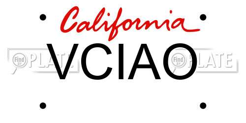 VCIAO California License Plate