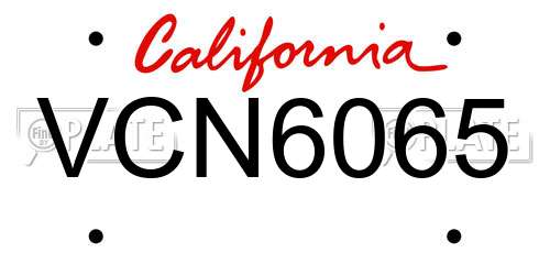 VCN6065 California License Plate
