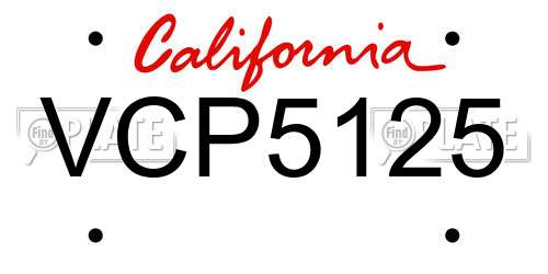 VCP5125 California License Plate