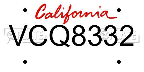 VCQ8332 California License Plate