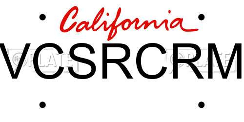 VCSRCRM California License Plate