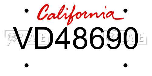 VD48690 California License Plate