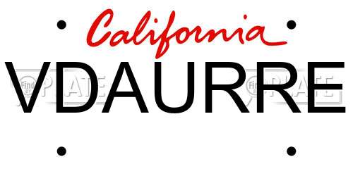VDAURRE California License Plate