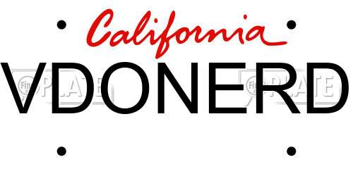 VDONERD California License Plate