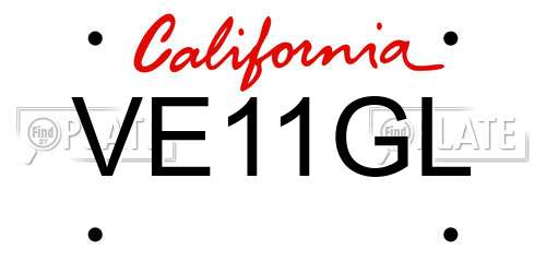 VE11GL California License Plate
