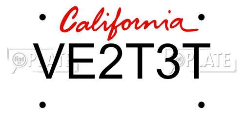 VE2T3T California License Plate
