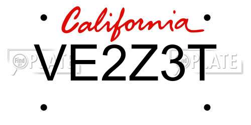 VE2Z3T California License Plate