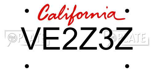 VE2Z3Z California License Plate