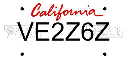 VE2Z6Z California License Plate