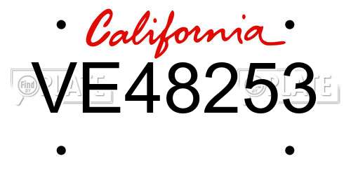 VE48253 California License Plate
