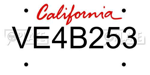 VE4B253 California License Plate