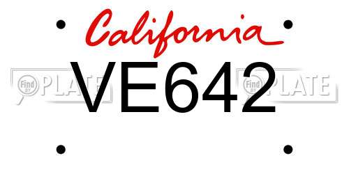 VE642 California License Plate