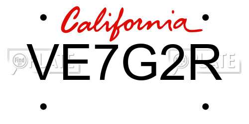 VE7G2R California License Plate