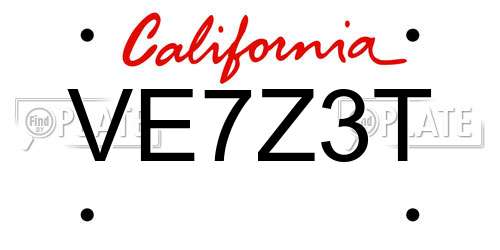 VE7Z3T California License Plate