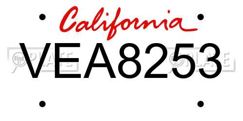 VEA8253 California License Plate