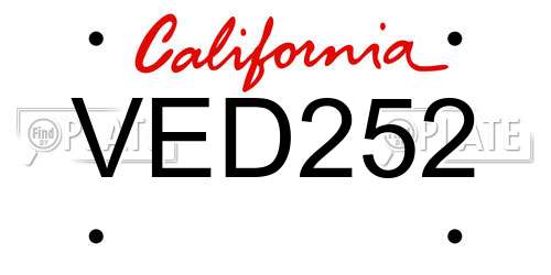 VED252 California License Plate
