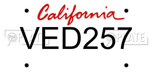 VED257 California License Plate