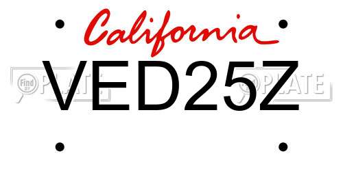 VED25Z California License Plate