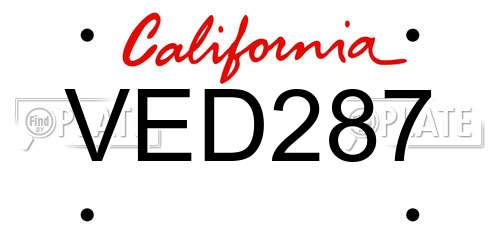 VED287 California License Plate