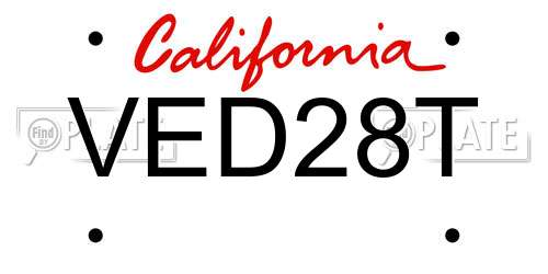 VED28T California License Plate