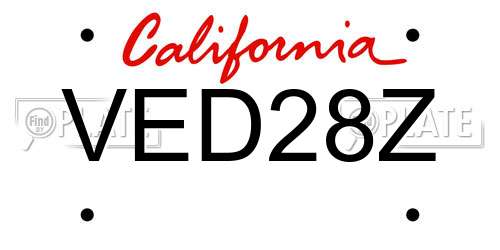 VED28Z California License Plate