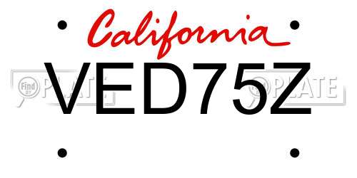 VED75Z California License Plate