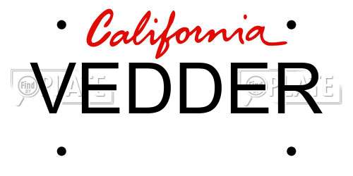 VEDDER California License Plate