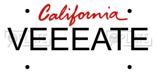 VEEEATE California License Plate
