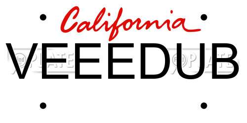 VEEEDUB California License Plate