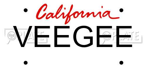 VEEGEE California License Plate