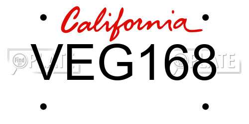 VEG168 California License Plate