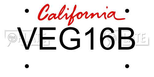VEG16B California License Plate