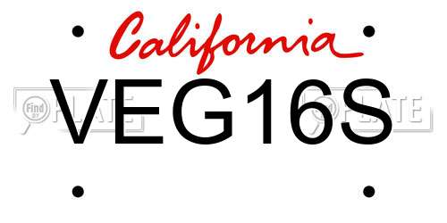 VEG16S California License Plate