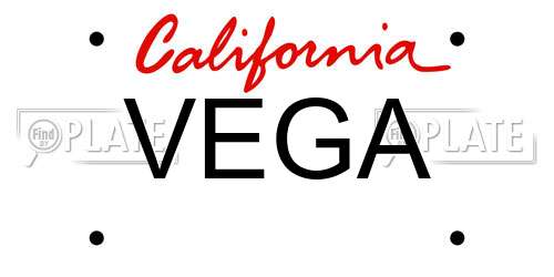 VEGA California License Plate